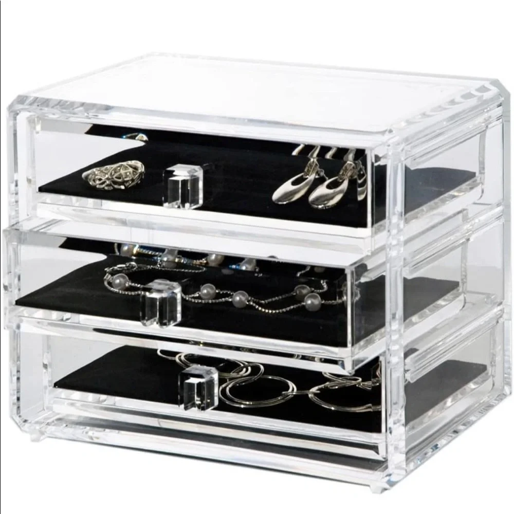 Acrylic Jewelry Chest with Three Drawers